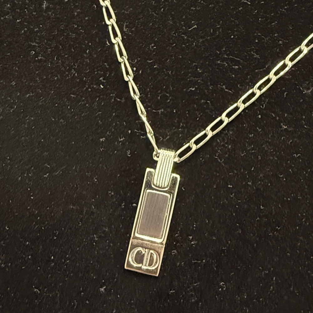Christian Dior CD Logo Collier Vintage Silver Pendant Necklace - Picture 3 of 5